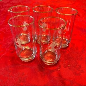 Lot 5 1983 Avon Mrs. Albee Logo Gold Rimmed Drinking Glass Sales Award Set